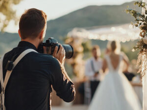 svadobný fotograf pri fotení svadobného obradu